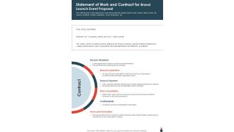 Statement Of Work And Contract For Brand Launch Event Proposal One Pager Sample Example Document