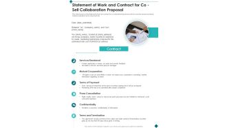 Statement Of Work And Contract For Co Sell Collaboration Proposal One Pager Sample Example Document