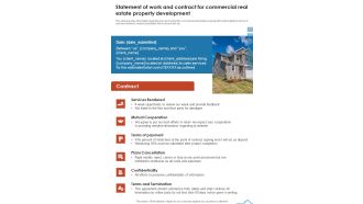 Statement Of Work And Contract For Commercial Real Estate Property Development One Pager Sample Example Document