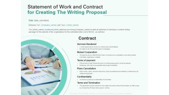 Statement Of Work And Contract For Creating The Writing Proposal Ppt File Background Designs PDF