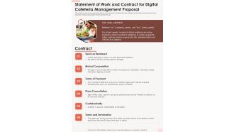 Statement Of Work And Contract For Digital Cafeteria Management Proposal One Pager Sample Example Document