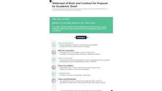 Statement Of Work And Contract For Proposal For Academic Grant One Pager Sample Example Document