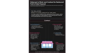 Statement Of Work And Contract For Restaurant Point Of Sale Proposal One Pager Sample Example Document