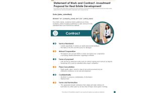 Statement Of Work And Contract Investment Proposal For Real Estate Development One Pager Sample Example Document