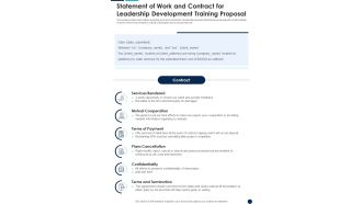 Statement Of Work Contract Leadership Development Training Proposal One Pager Sample Example Document