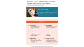 Statement Of Work For Company Reputation Development And Awareness Creation One Pager Sample Example Document