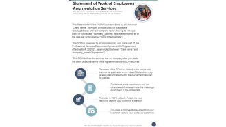 Statement Of Work Of Employees Augmentation Services One Pager Sample Example Document