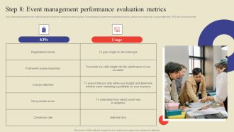 Step 8 Event Management Performance Evaluation Metrics Ppt Layouts Inspiration PDF