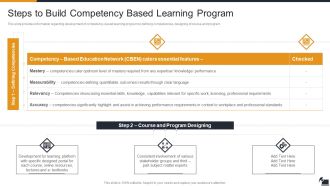 Steps To Build Competency Based Learning Program Brochure PDF