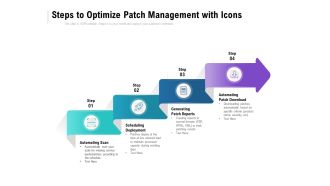 Steps To Optimize Patch Management With Icons Ppt PowerPoint Presentation Show Brochure PDF