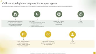 Strategic Plan For Call Center Employees Call Center Telephone Etiquette For Support Agents Guidelines PDF