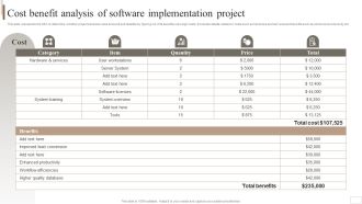 Strategic Plan For Enterprise Cost Benefit Analysis Of Software Implementation Project Structure PDF