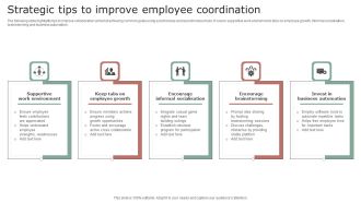 Strategic Tips To Improve Employee Coordination Background PDF