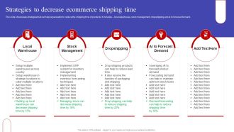 Strategies To Decrease Ecommerce Shipping Time Ppt PowerPoint Presentation Diagram Templates PDF