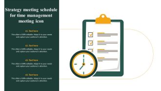 Strategy Meeting Schedule For Time Management Meeting Icon Ppt Layouts Ideas PDF