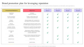 Strengthen Customer Relation Brand Promotion Plan For Leveraging Reputation Information PDF