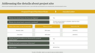 Submission Of Project Viability Report For Bank Loan Addressing The Details About Project Site Download PDF