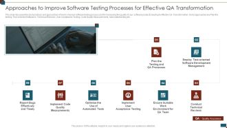Successful Quality Assurance Transition Techniques To Enhance Product Quality Approaches To Improve Software Ideas PDF