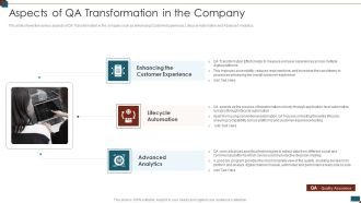 Successful Quality Assurance Transition Techniques To Enhance Product Quality Aspects Of Qa Transformation In The Company Icons PDF