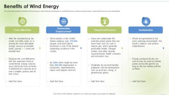 Sustainable Energy Benefits Of Wind Energy Ppt PowerPoint Presentation Slides Mockup PDF