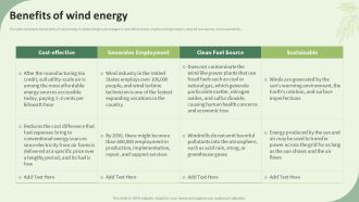 Sustainable Energy Resources Benefits Of Wind Energy Ppt PowerPoint Presentation File Graphic Images PDF