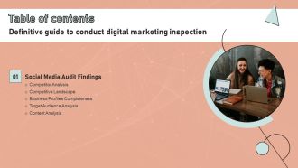 Table Of Content Definitive Guide To Conduct Digital Marketing Inspection Summary PDF