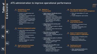 Table Of Contents ATS Administration To Improve Operational Performance Rules PDF
