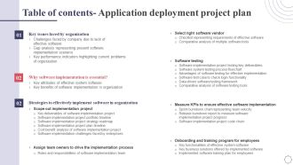 Table Of Contents Application Deployment Project Plan Download PDF
