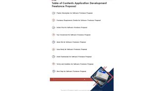 Table Of Contents Application Development Freelance Proposal One Pager Sample Example Document