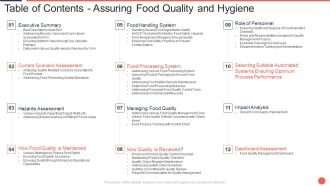 Table Of Contents Assuring Food Quality And Hygiene Topics PDF