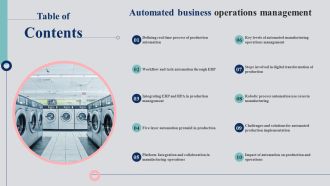 Table Of Contents Automated Business Operations Management Brochure PDF