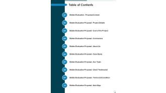Table Of Contents Bidder Assessment Proposal One Pager Sample Example Document