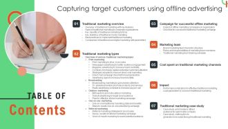 Table Of Contents Capturing Target Customers Using Offline Advertising Template PDF