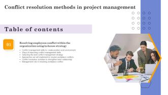 Table Of Contents Conflict Resolution Methods In Project Managements Guidelines PDF