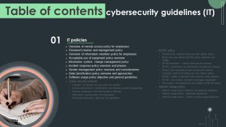 Table Of Contents Cybersecurity Guidelines IT Ppt PowerPoint Presentation Gallery Format PDF