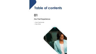 Table Of Contents Data Center Services Contractor Bid Proposal One Pager Sample Example Document