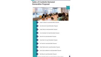 Table Of Contents Demand Generation Proposal One Pager Sample Example Document