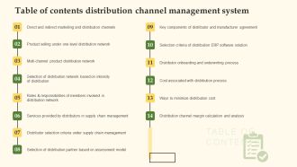 Table Of Contents Distribution Channel Management System Rules PDF