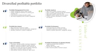 Table Of Contents Diversified Profitable Portfolio Topics PDF