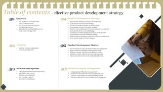 Table Of Contents Effective Product Development Strategy Template PDF