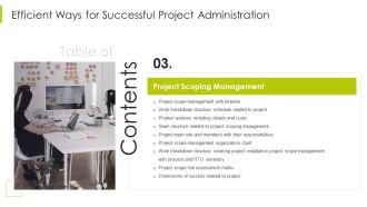 Table Of Contents Efficient Ways For Successful Project Administration Rules Structure PDF
