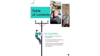 Table Of Contents Electrical Services Contractual Bid Proposal One Pager Sample Example Document