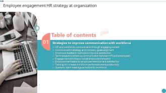 Table Of Contents Employee Engagement HR Strategy At Organization Slide Sample PDF