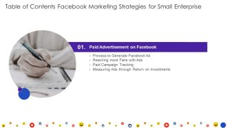 Table Of Contents Facebook Marketing Strategies For Small Enterprise Slide Template PDF