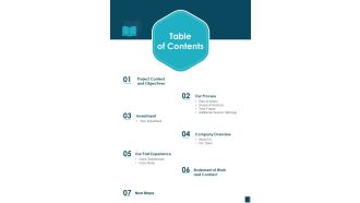 Table Of Contents Factual Book Proposal One Pager Sample Example Document