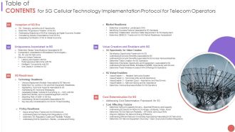 Table Of Contents For 5G Cellular Technology Implementation Protocol For Telecom Operators Inspiration PDF