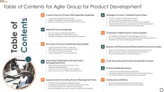 Table Of Contents For Agile Group For Product Development Professional PDF