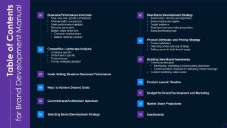 Table Of Contents For Brand Development Manual Infographics PDF