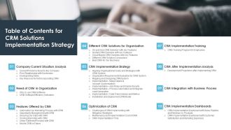 Table Of Contents For CRM Solutions Implementation Strategy Download PDF