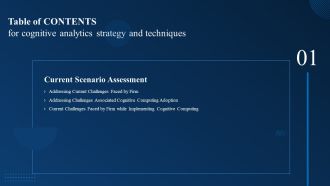 Table Of Contents For Cognitive Analytics Strategy And Techniques Firm Introduction PDF
